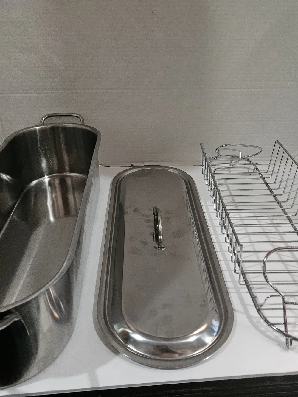 3 Piece Stainless Steel Whole Fish Poacher 18